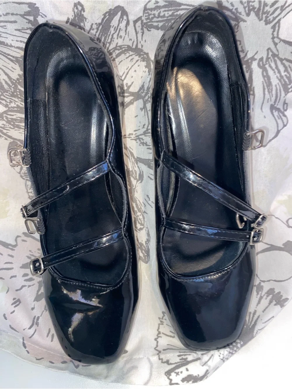 Black Patent Double-Strap Mary Jane Flats